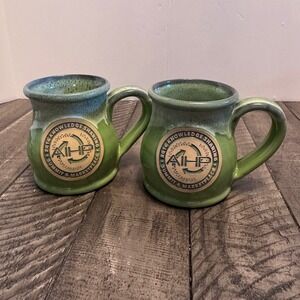 Deneen Pottery Mug Set of 2 AIHP 2016 Summit Green Handthrown USA